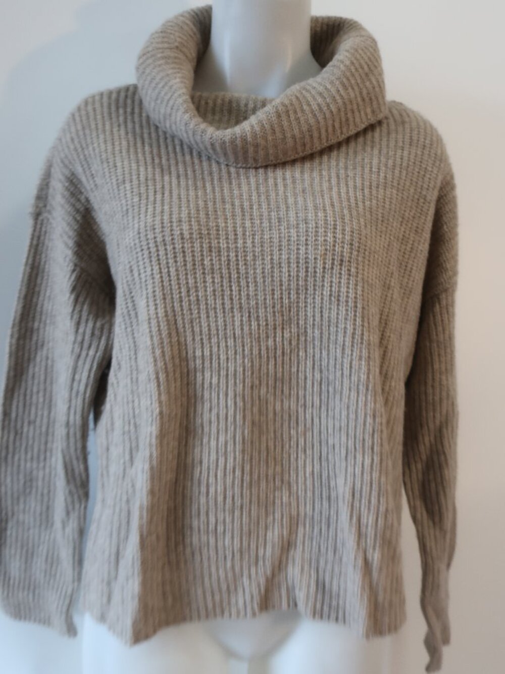 Womens Eileen Fisher Taupe (Item- 106) Yak Merino Wool Turtleneck Sweater S - Picture 2 of 8